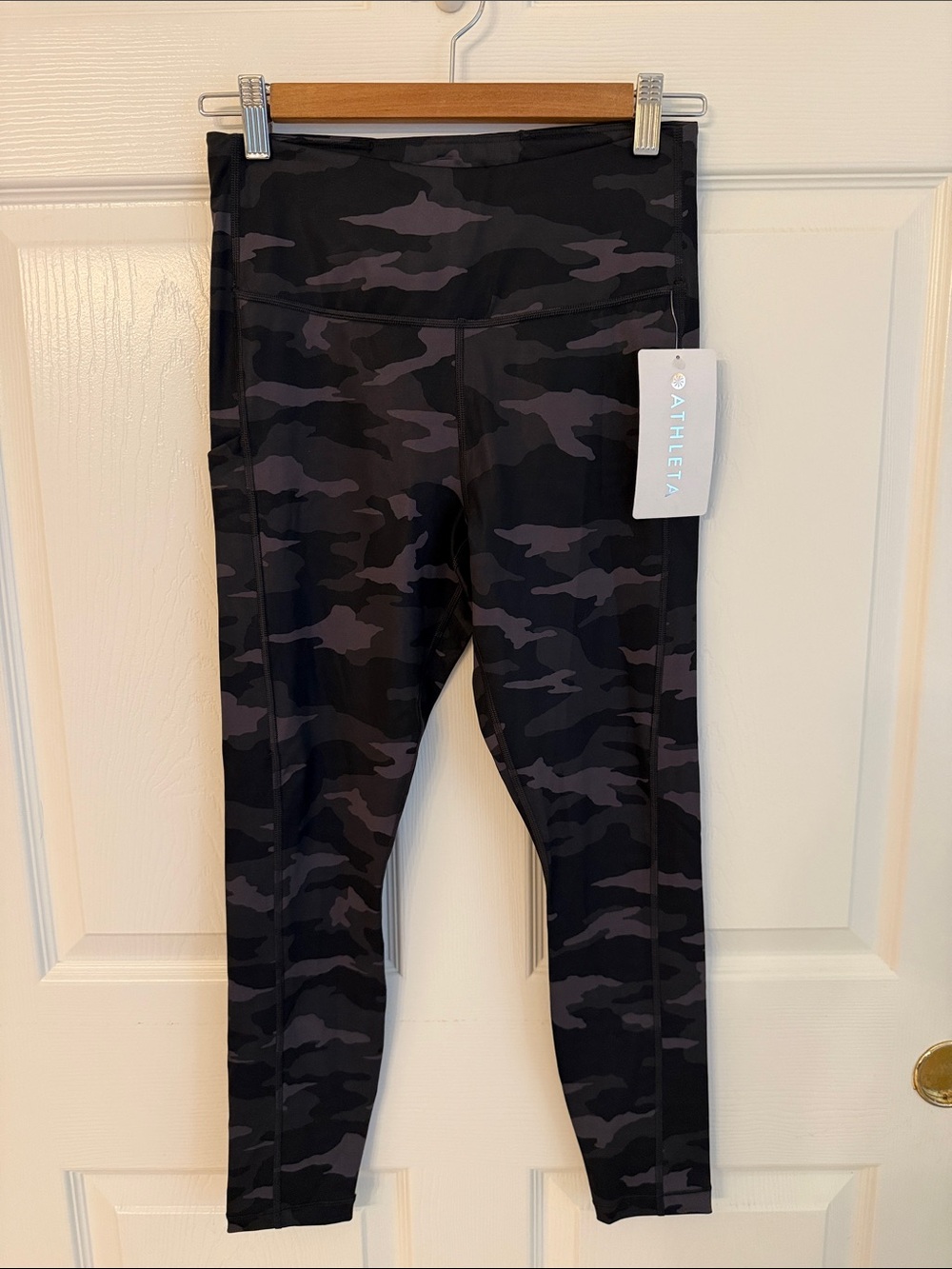 Athleta Black and Dark Gray Camo High-Waist Leggings